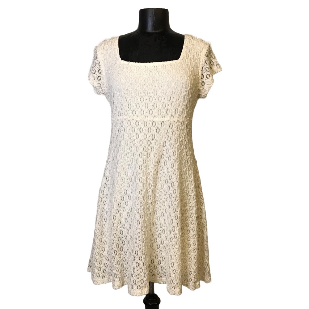 Classic 90s Grunge Cream Lace Dress